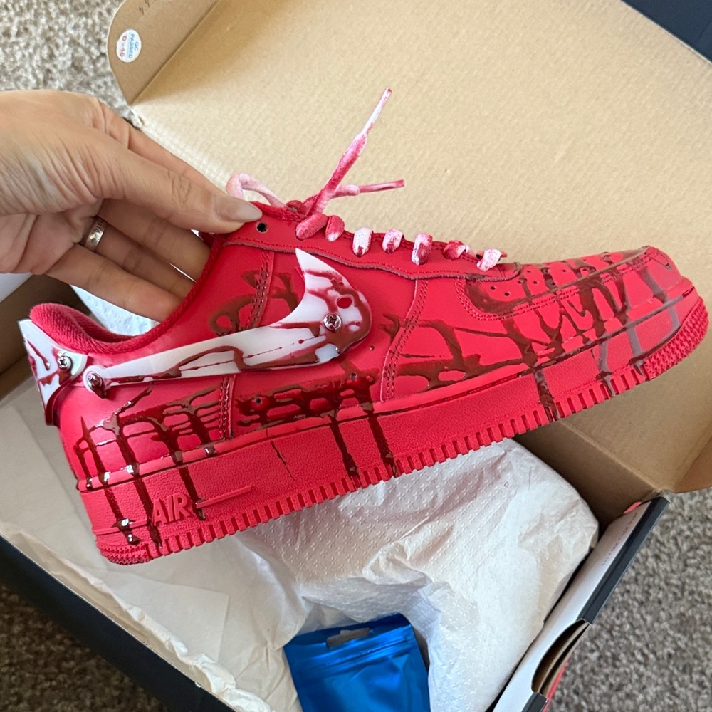 Custom blood Jason voorhees Red air forces Sneakers with Artistic Design
